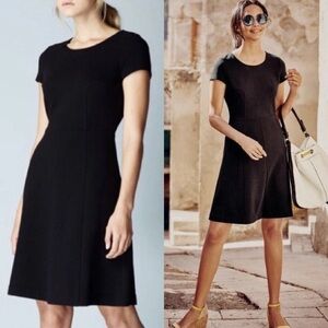 Boden Maggie Ottoman Day Dress Black Ribbed Fit & Flare Short Sleeve WH975 Sz 6